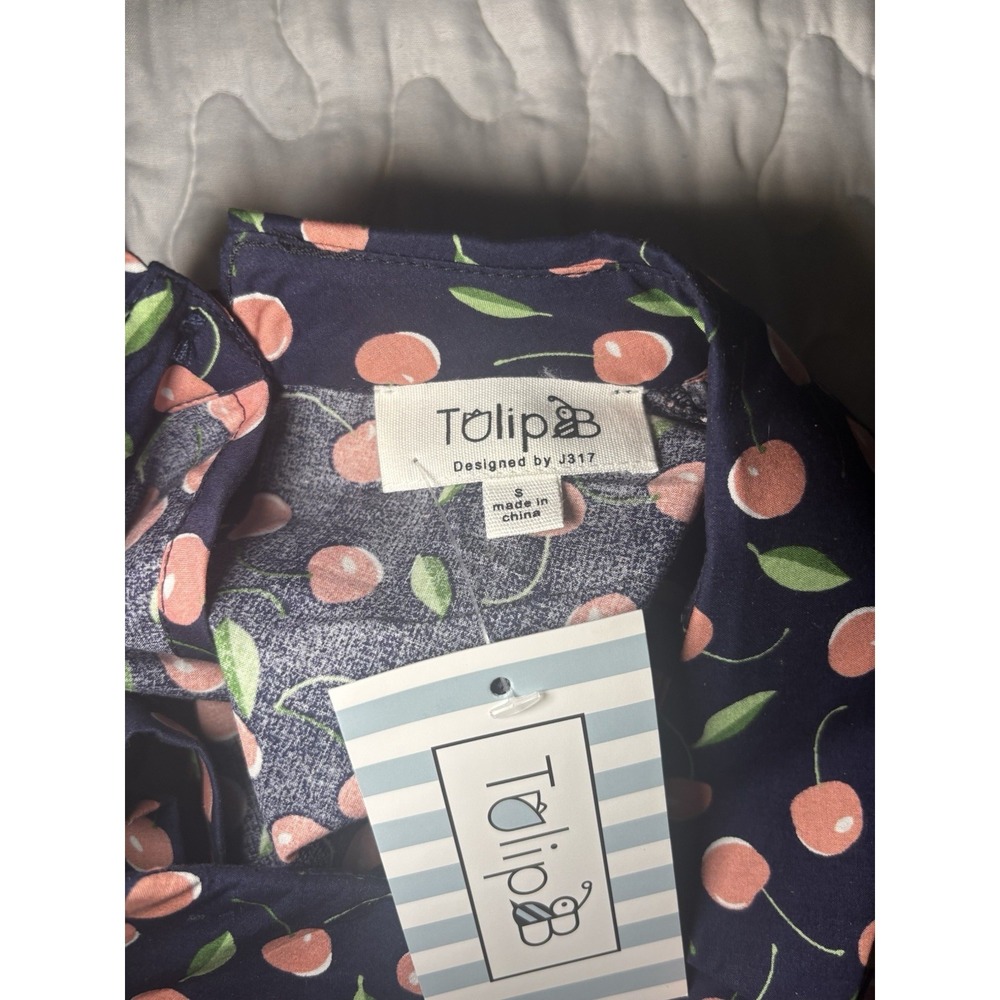 Tulip B Small  Short Sleeve ‎ maraschino-cherry Print  Novelty Vintage Inspire - Picture 11 of 14